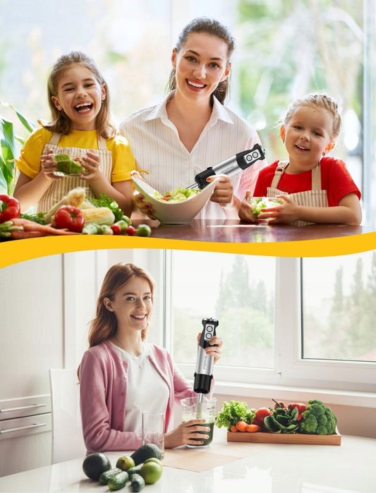 BENEFAST Blender Ręczny 6w1 Stalowy 1000W 12 Prędkości Turbo Do Zup Sa