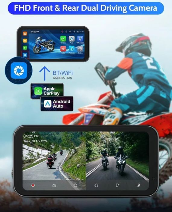 Мультимедійна аудіо-відео система для мотоциклів | 5” сенсорний диспле