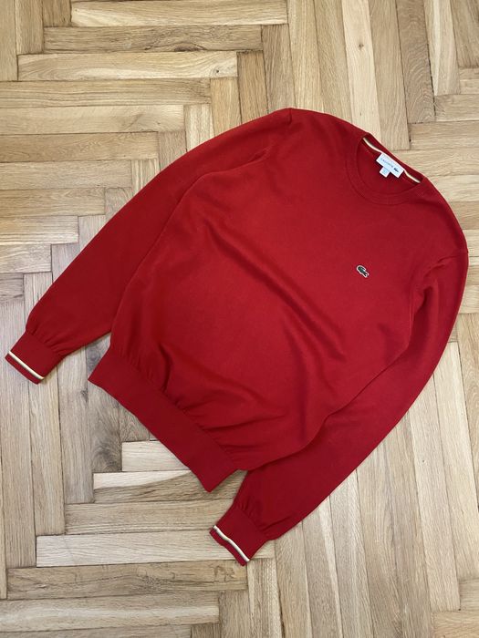 Męski czerwony sweter Lacoste S bawełniany