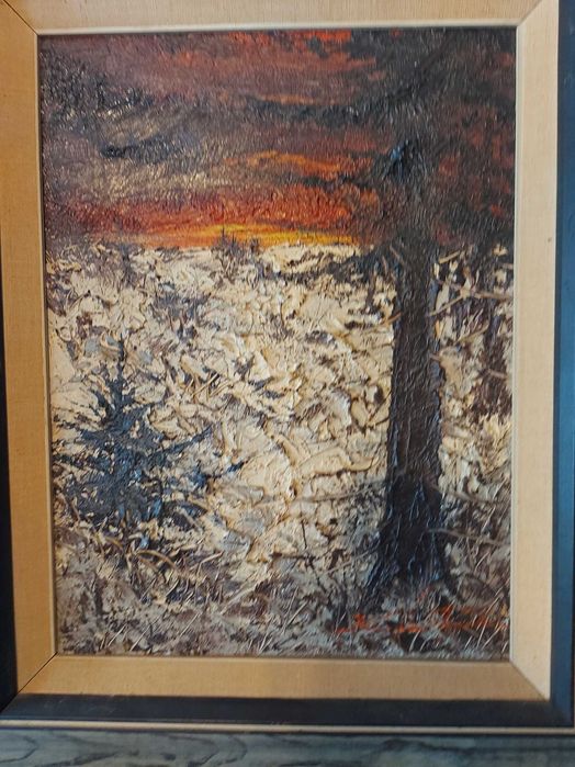 KRISTIAN BJULVER 1910 Stary Obraz Olejny Oryginał Impresjonizm