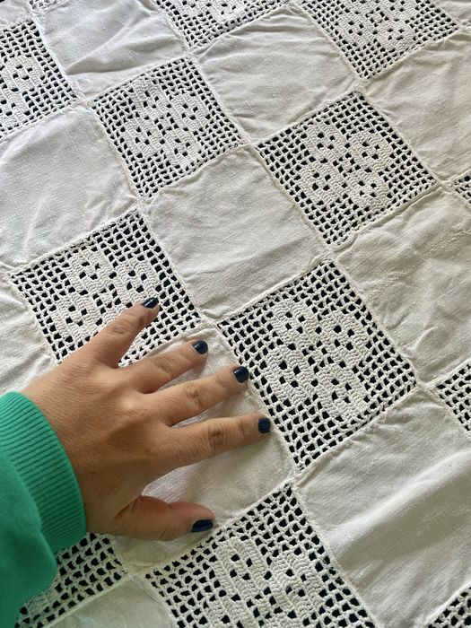 Toalha de Linho branca com renda