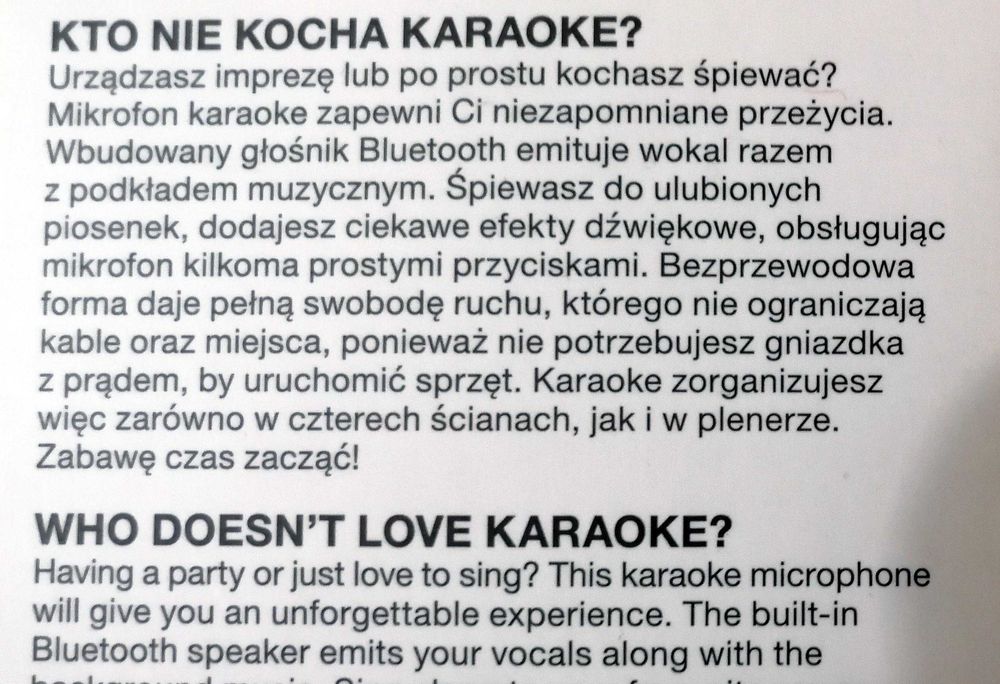 Mikrofon karaoke bezprzewodowy Nowy