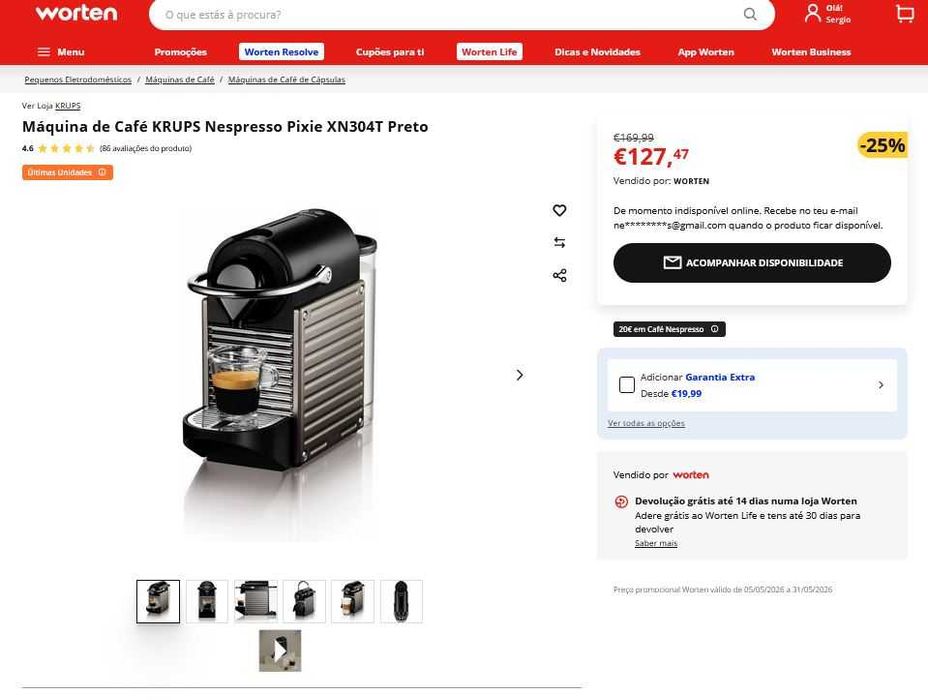 Máquina de Café Nespresso Pixie