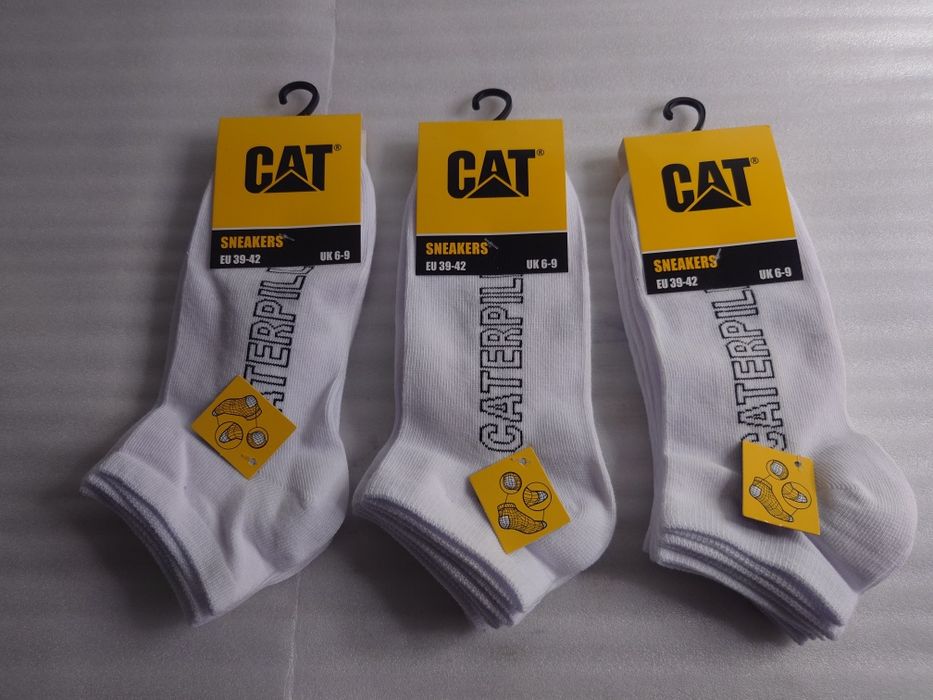 Białe Skarpetki 39-42 stopki CAT 3 pary krótkie do kostki Caterpillar