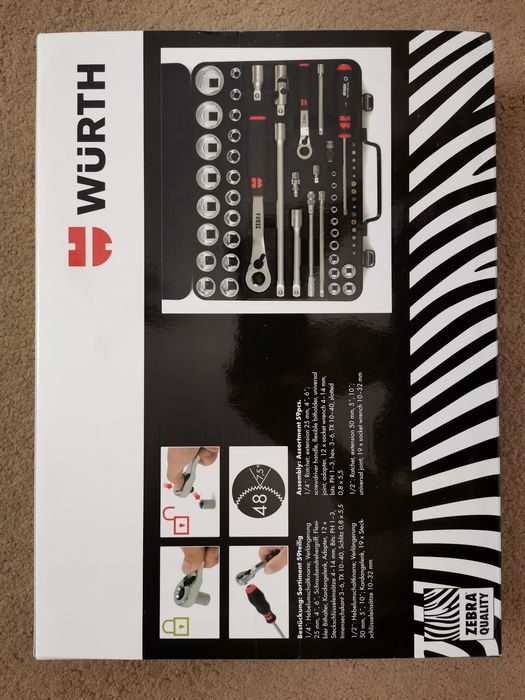WURTH ZEBRA !!! Zestaw kluczy nasadowych 1/2 + 1/4 cala 59 El. !!! Nowe !!!