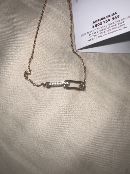 Золоте кольє Aurum , вставки з цирконію, нове!