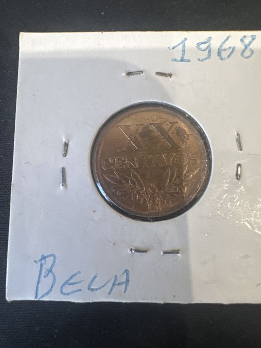 Moeda de xx centavos de 1968 bela