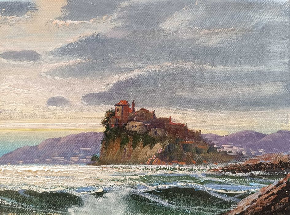 Pintura Original de Bruno Di Giulio - "Tempestade em Ischia" - Impecável !