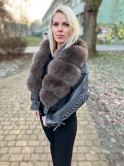 Kurtka z naturalnego futra lisa , skura
