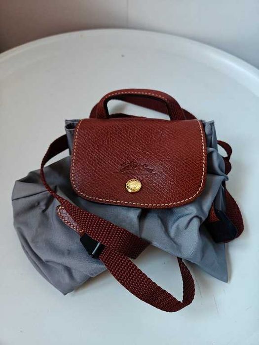 Plecak Longchamp Le Pliage szary skóra oryginalny francuski luksusowy