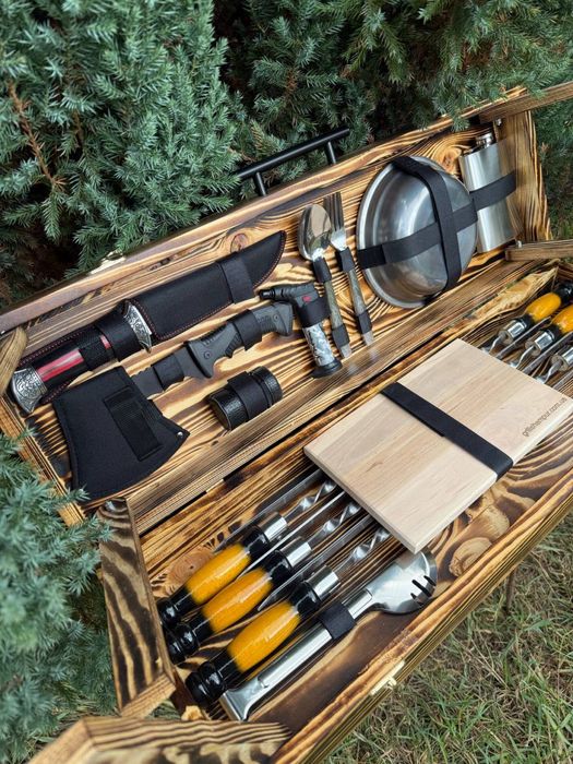 Шампура на подарок в деревянном кейсе на подарок мужчине начальнику