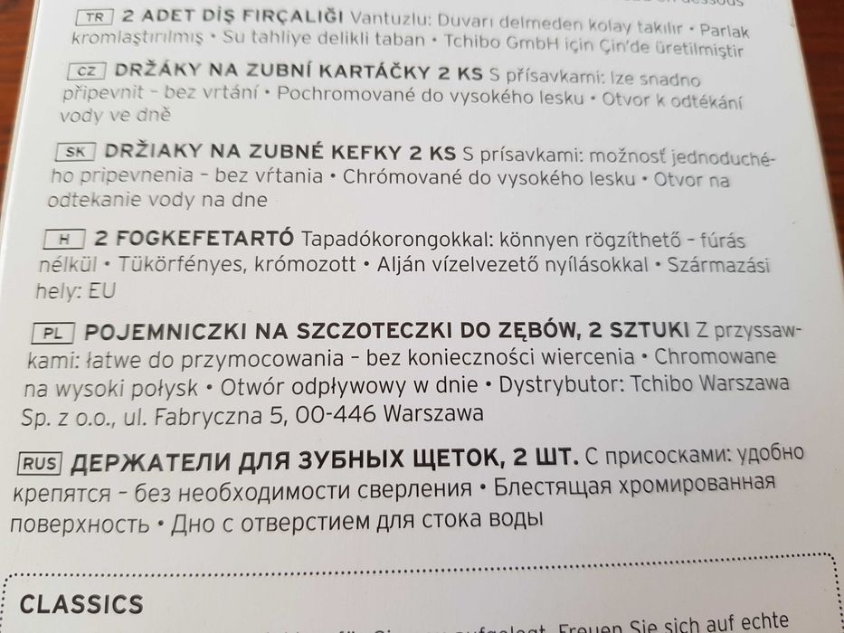 Pojemniczki na szczoteczki do zębów na przyssawki