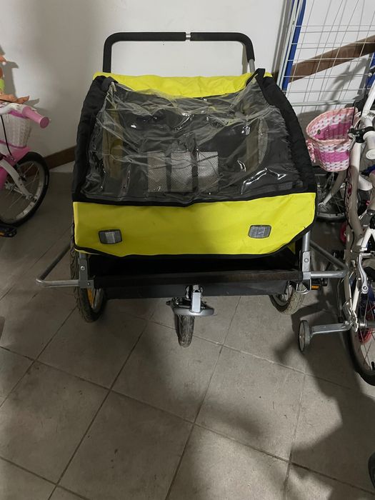 Reboque em excelente estado para bicicleta e faz de carrinho