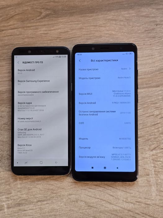 Samsung A600 Redmi note 5