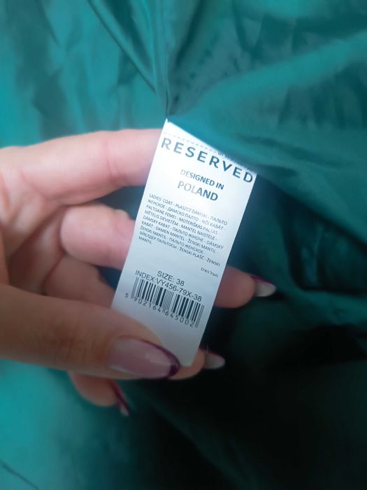 Kurtka zimowa płaszcz Reserved M/L butelkowa zieleń oversize