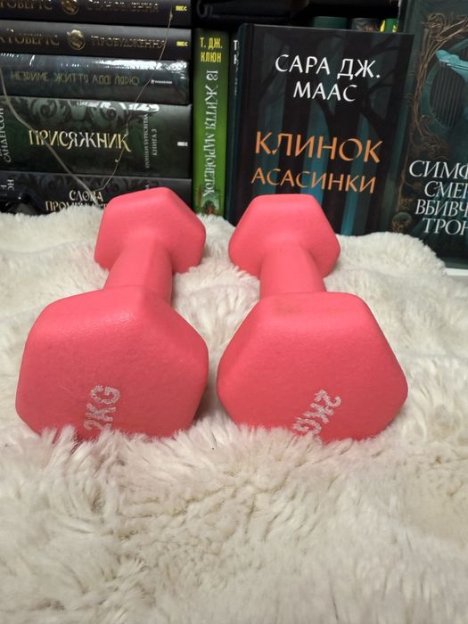 Масажний ролик + спортивний коврик для фітнесу + гантелі 2кг