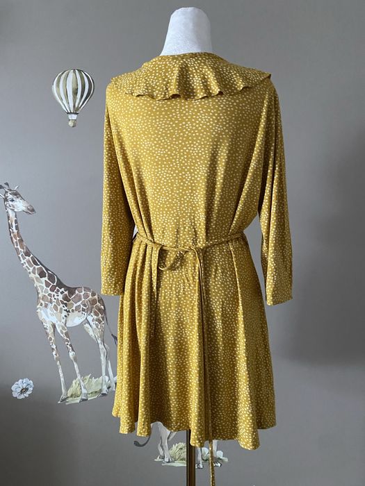 Musztardowa wiązana tunika z wiskozy typu wrap plus size