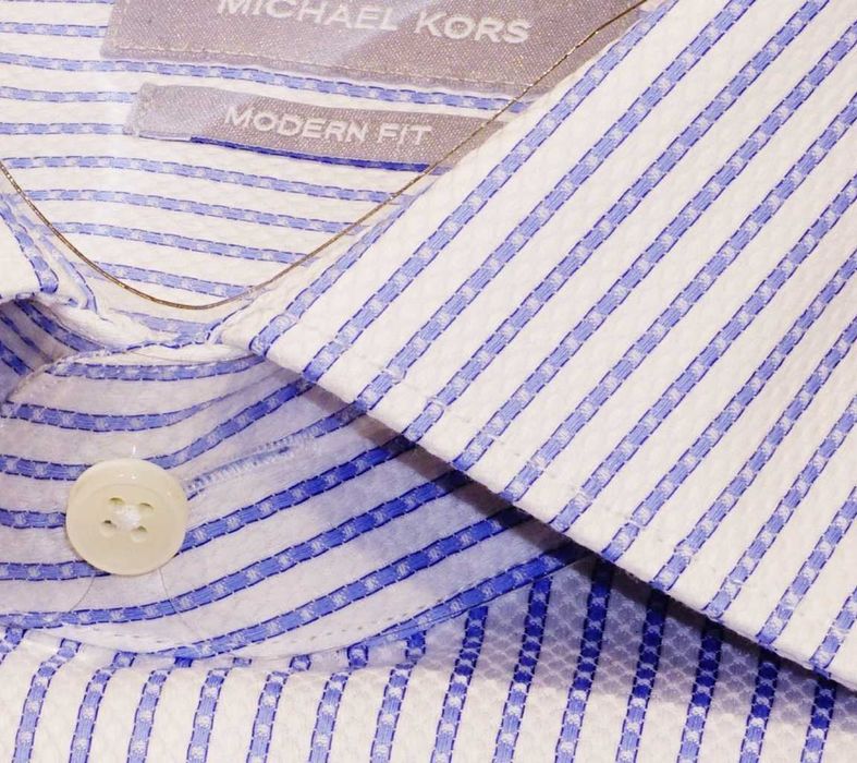 Michael Kors  koszula S/M 38 non iron 2-ply biała prążek ck stenstroms