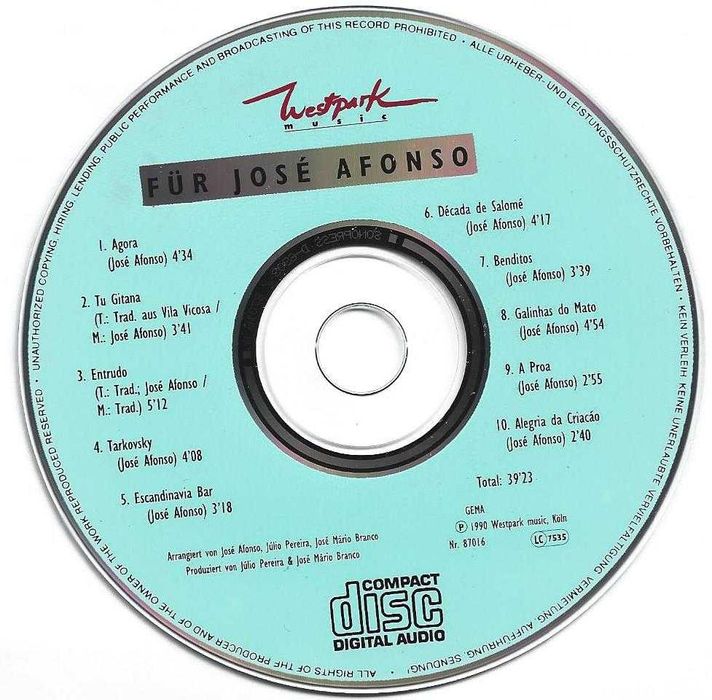 José Afonso	- - - - -		Für José Afonso	- - - - -	CD