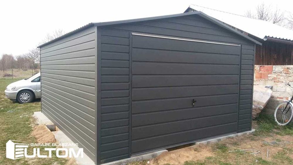 Garaż blaszany 4x6  dwuspadowy brama uchylna