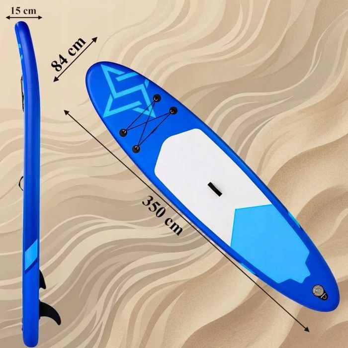 Deska Sup do Pływania 350cm Pompowana | XXL Długa 1 - 2 osobowa | 200 kg Stabilna 3 Pletwy | Treningowa | Zestaw Akcesoriów | NOWA Fv23%