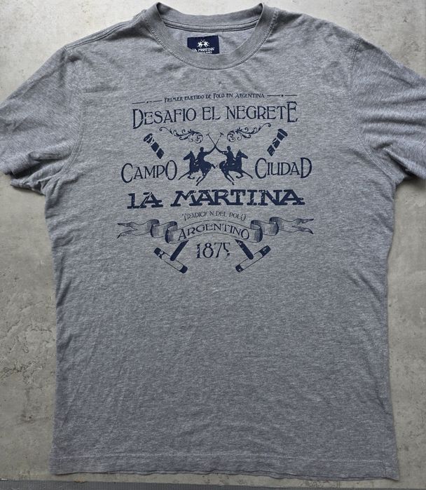 La Martina koszulka męska M szara T-shirt  polo