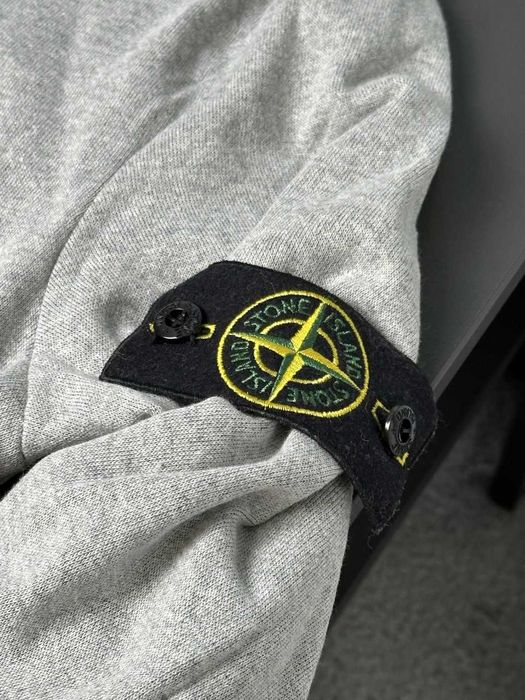 Серое Худи Stone Island - Стон Айленд Толстовка Стоник