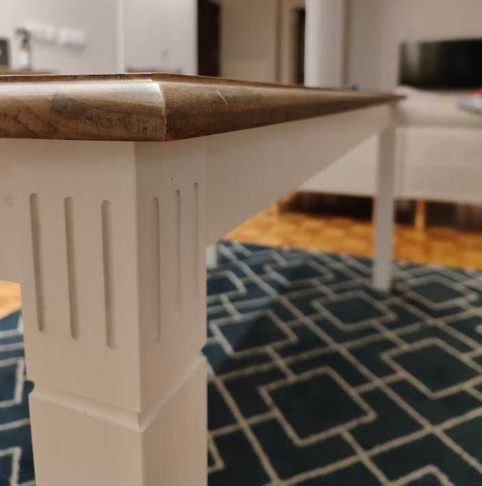 Mesa Jantar 85x180 branco e Castanha