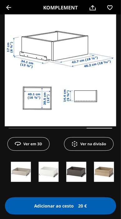 Gaveta para roupeiro IKEA