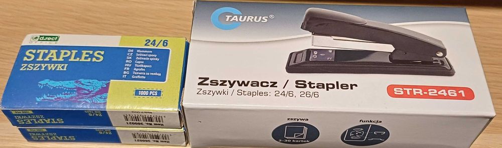 Taurus zszywacz 2461 czarny 30 kartek + Gratis 2x zszywki