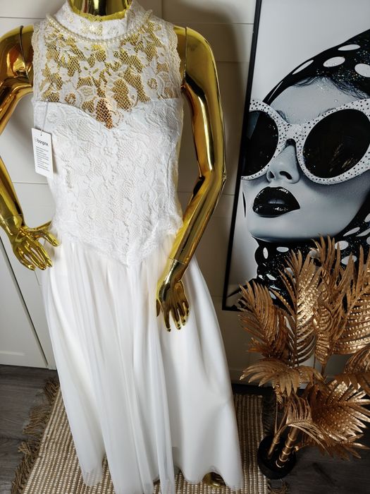 Romantic Biała Sukienka tiulowa koronkowa Wedding Chic R.40
