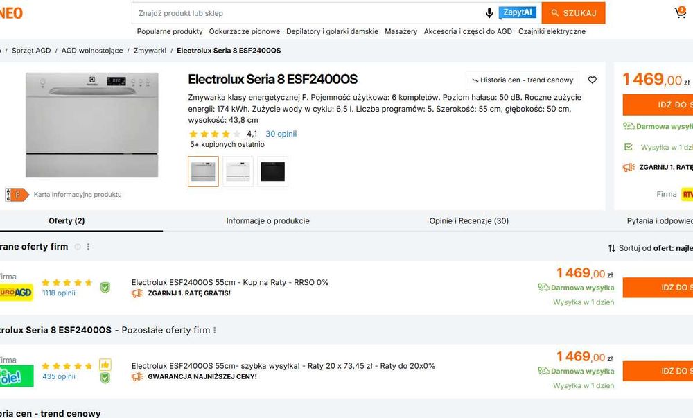 nowa Electrolux mini Zmywarka kompaktowa ESF2400OS gwar 2 lata X2