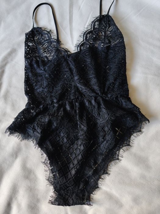 Intimissimi czarne delikatne seksowne body koronkowe L