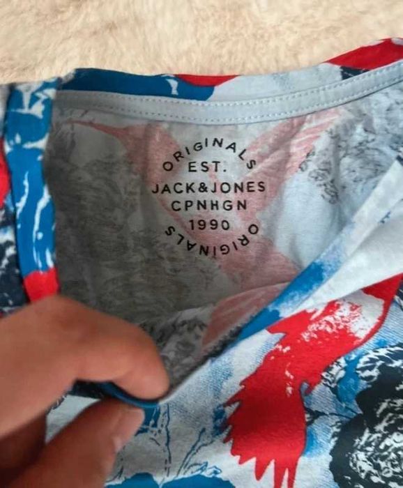 Jack & Jones koszulka męska we wzory ptaki/kwiaty S/M – modny T-shirt