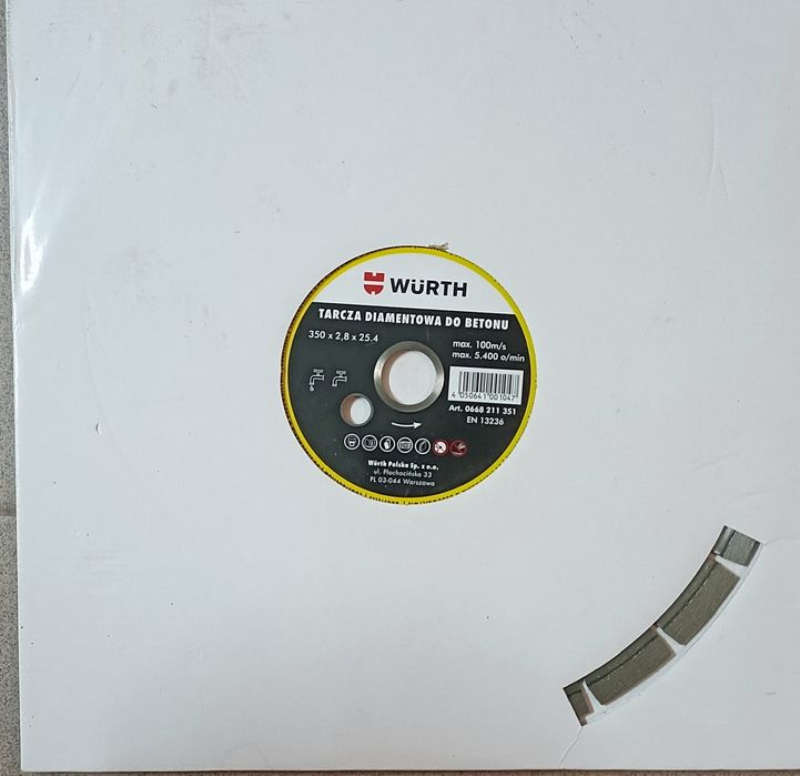 Tarcza diamentowa WÜRTH 350mm do betonu – NOWA, Oryginał