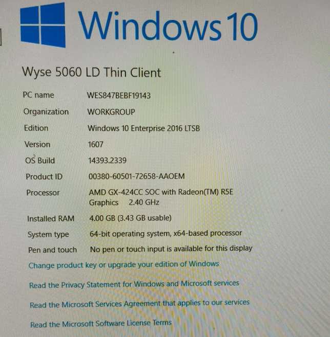 Komputer Dell Wyse 5060 Quad-Core 2,4GHz 64GB Flash 4GB RAM