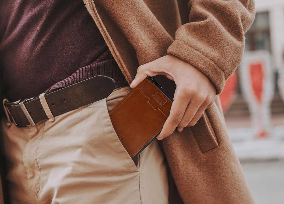 DH3 Męski Mały Portfel Skórzany SLIM Vaultskin Skóra Naturalna RFID