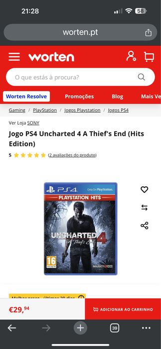Jogo ps4 playstation hits UNCHARRTED4 o fim de um Ladrao