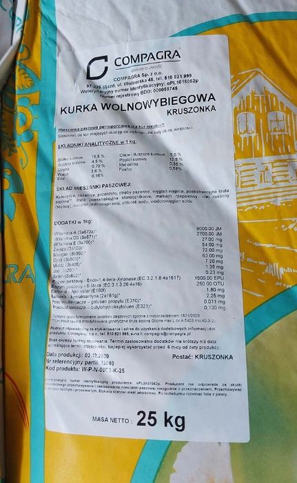 Pasza dla kaczek, gęsi, kur, indyka Compagra Kurka wolnowybiegowa