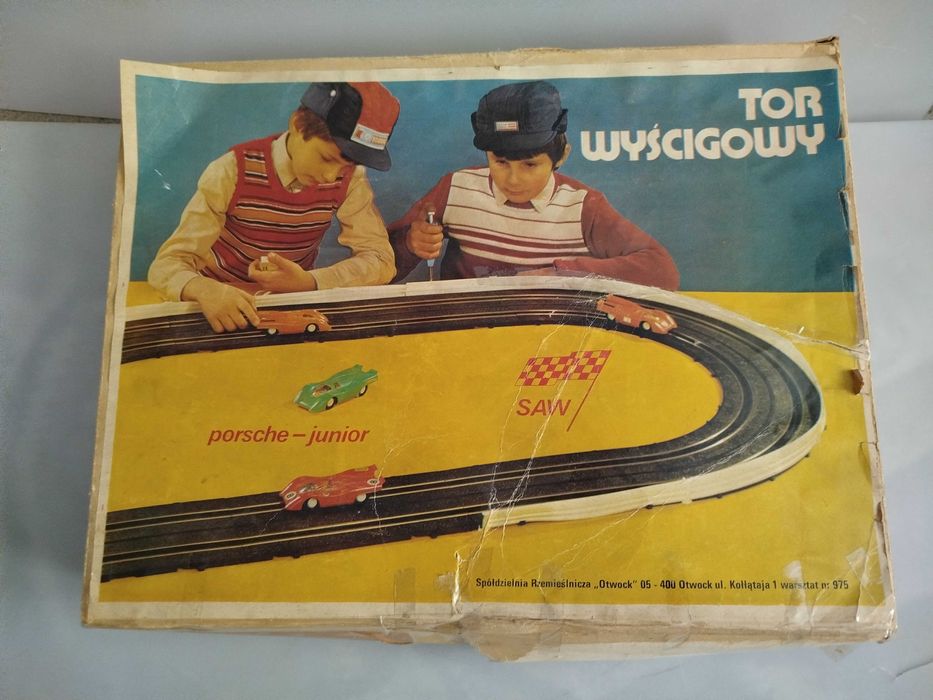 Zabawka PRL tor wyścigowy Porsche junior Sp. Rzemieślnicza Otwock 1982