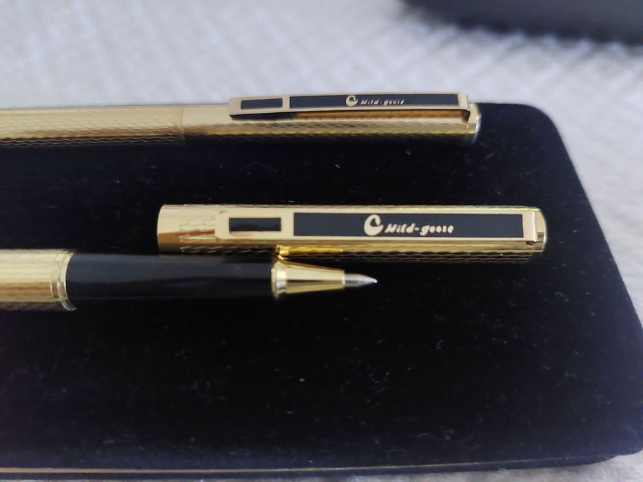 Conjunto de canetas Wildgoose vintage, banhadas a ouro