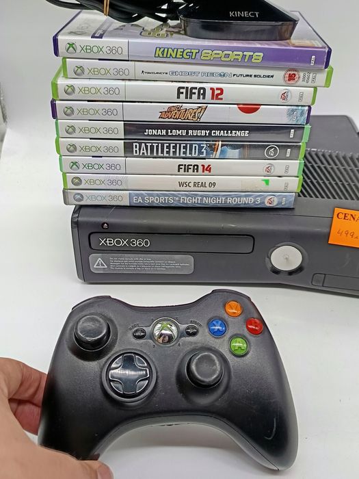 konsola xbox 360 s 250 gb + pad + zestaw gier + sensor kinect