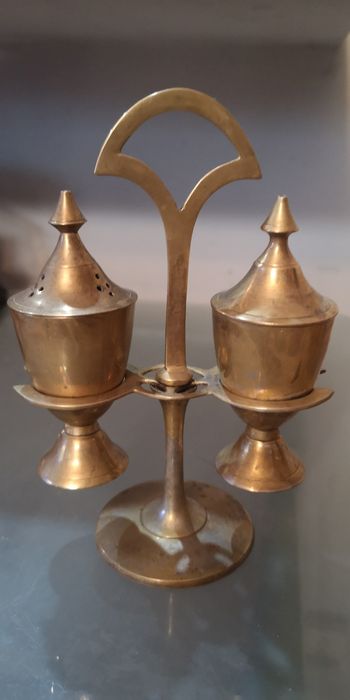 solniczka i pieprzniczka z mosiądzu