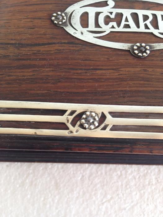 caixa cigarreira pau santo e prata