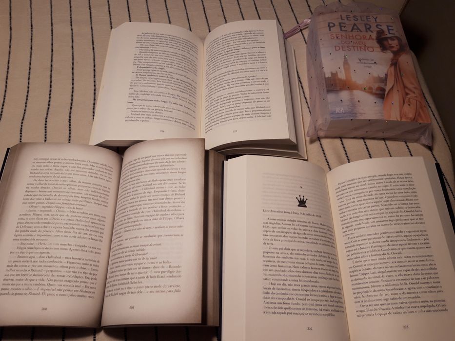 4 livros: Francine Rivers, Lesley Pearse, M. L. Rio, Joanne Harris