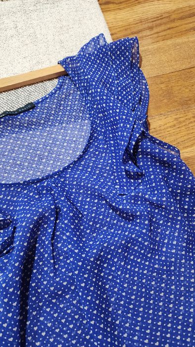 Przewiewna transparentna bluzka w serca z krótkim rękawem ZARA