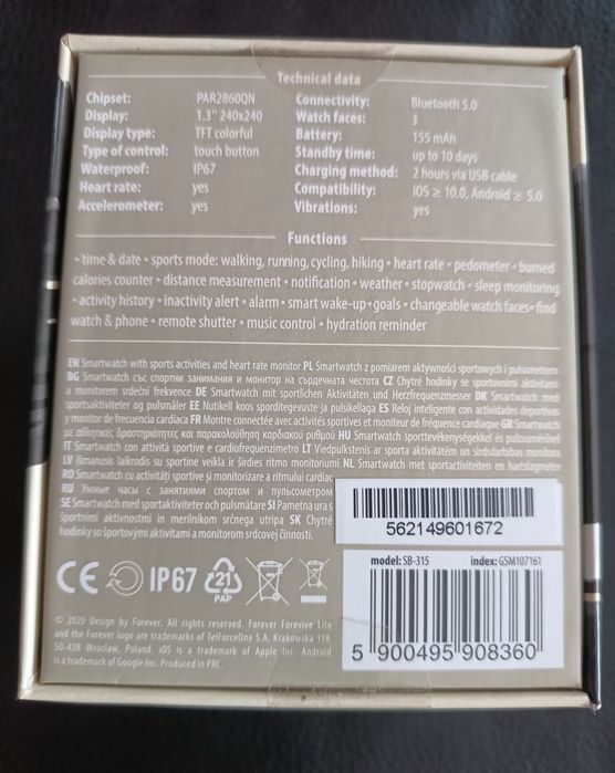 Forever smartwatch Fore Vive Lite SB-315 czarny