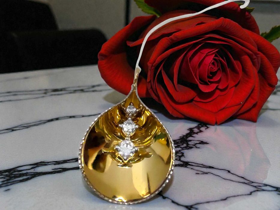 Komplet złoty pr. 585 , kolczyki + zawieszka, lombard Gorzów