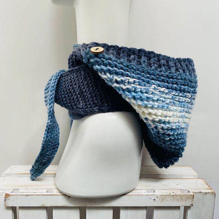 Balaclava kominiarka kapturoszal zamiast czapki handmade 53-55 cm