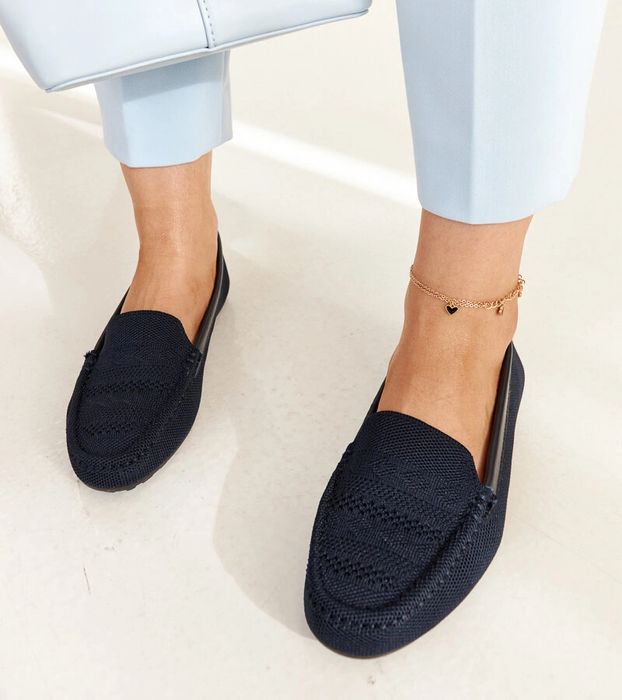 Granatowe materiałowe mokasyny Fiammetta